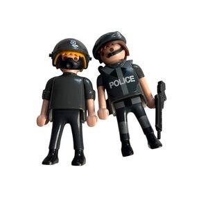 Playmobil Two Policemen Police Officer Figures Toy Set EUC